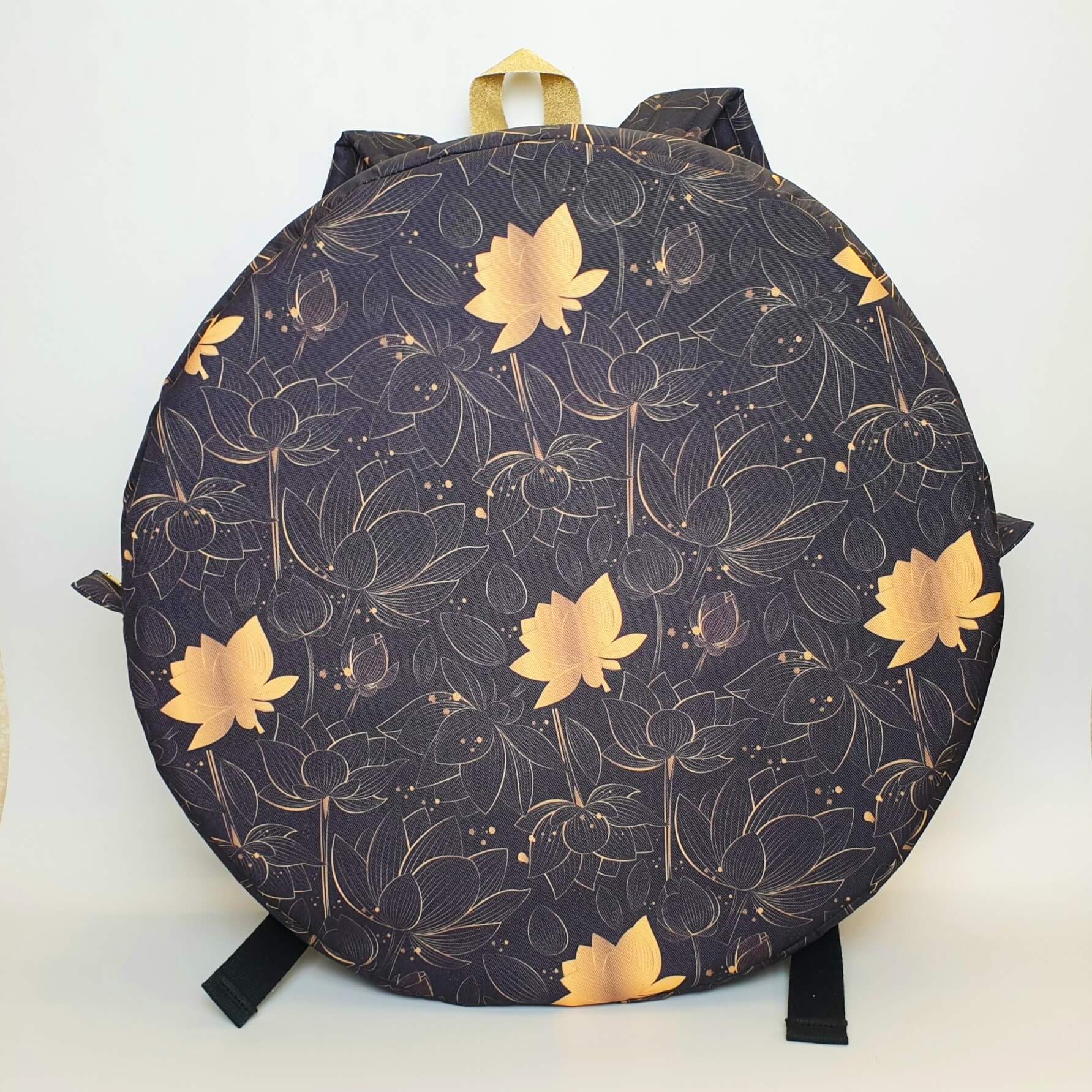 Sac à dos pour tambour chamanique 45 cm lotus noir face