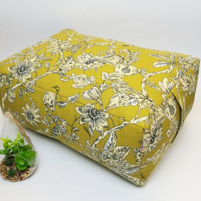 Pouf de salon toile de coton pistache