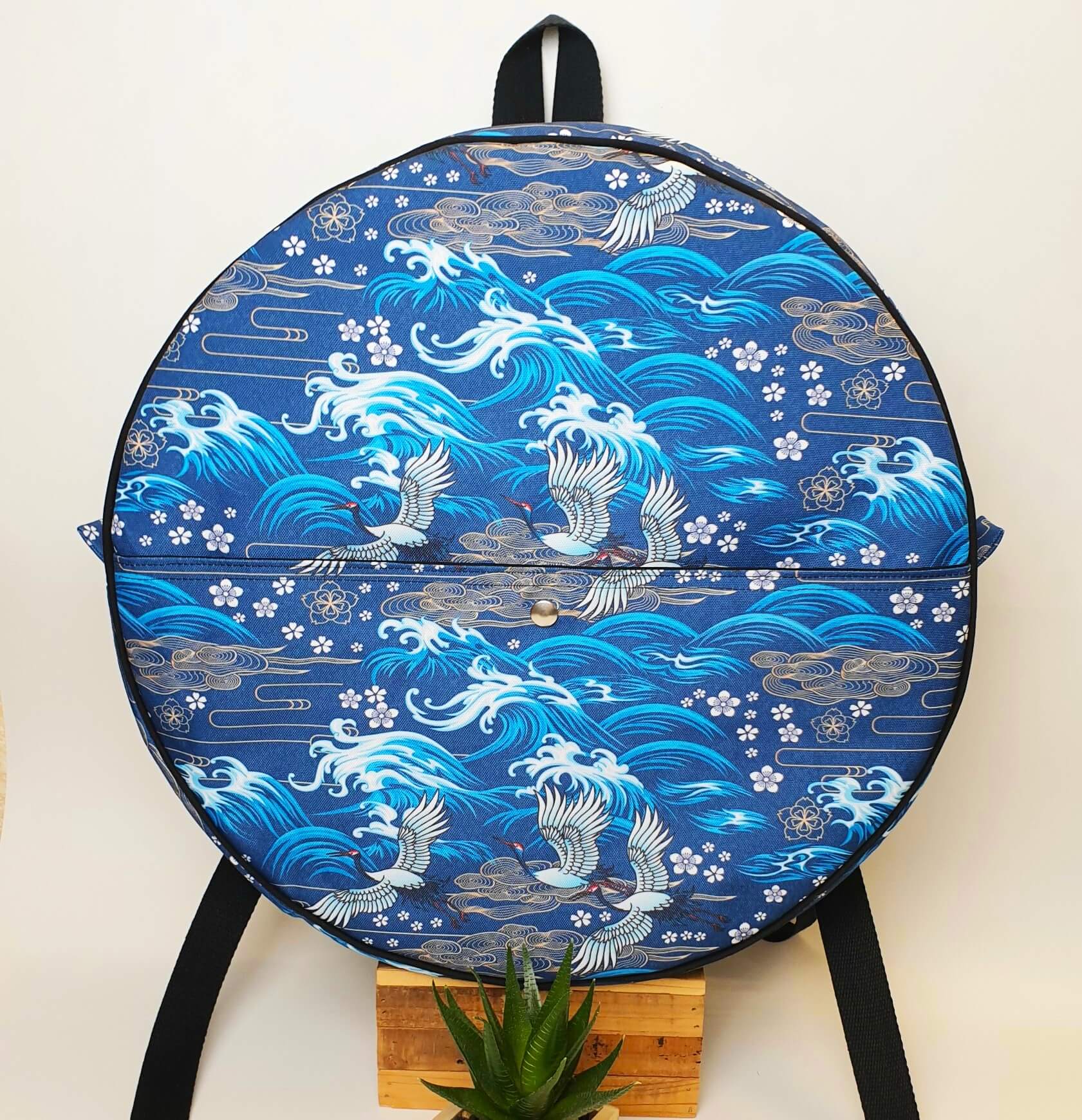 Sac à dos pour tambour chamanique 40cm grue bleu