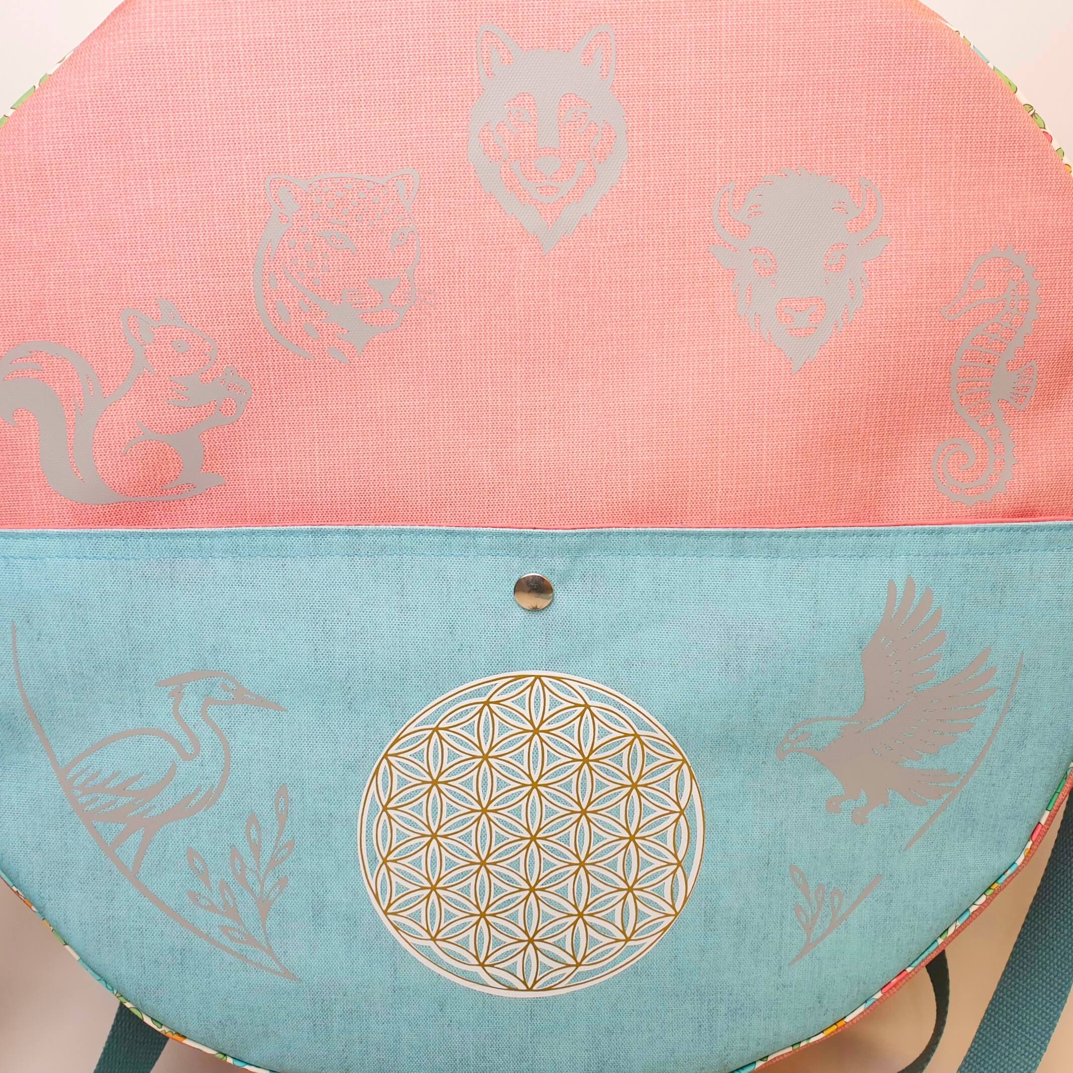 Sac à dos pour tambour chamanique 42cm Saumon poche bouton