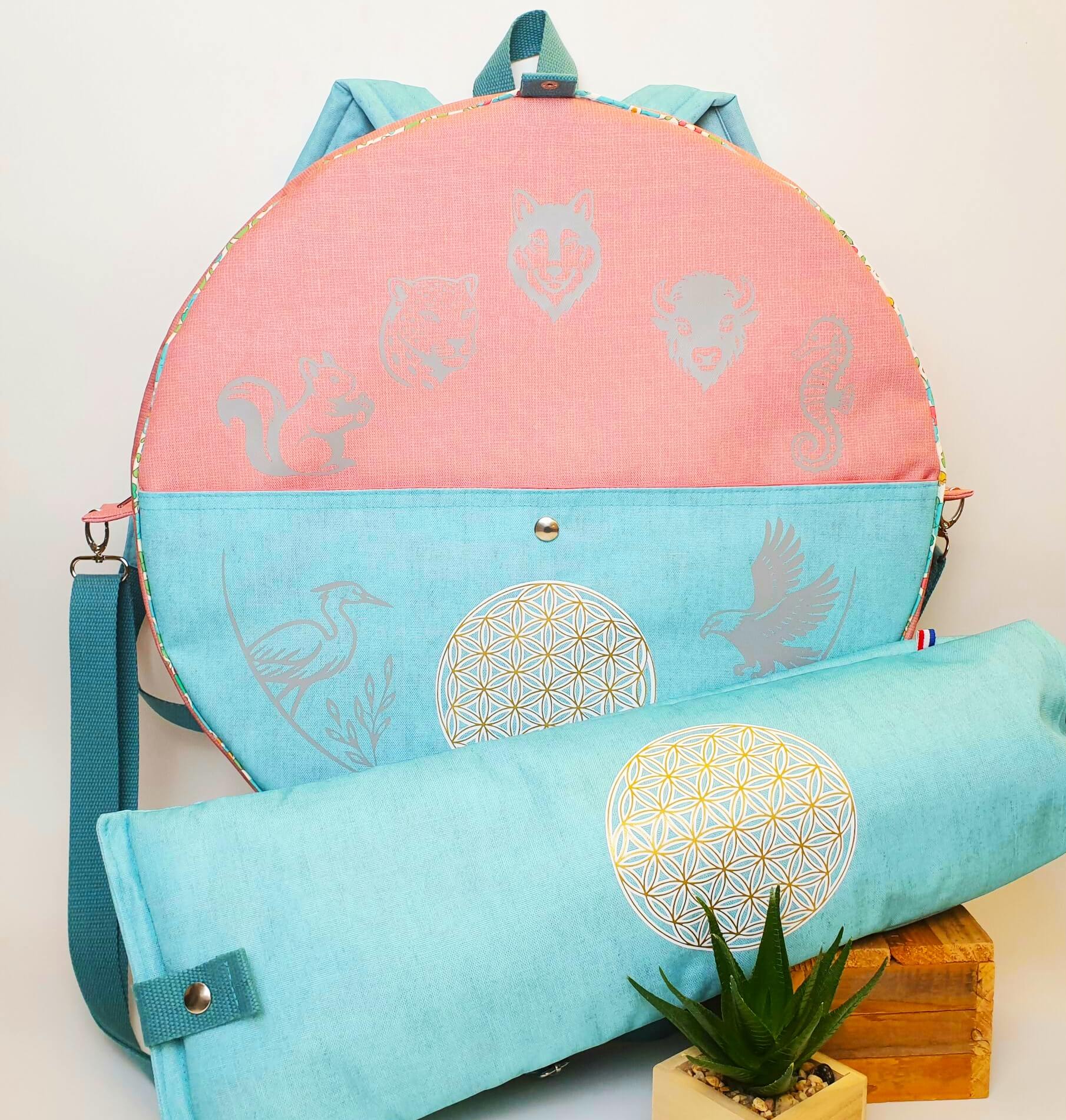 Sac à dos pour tambour chamanique 42cm Saumon transfert