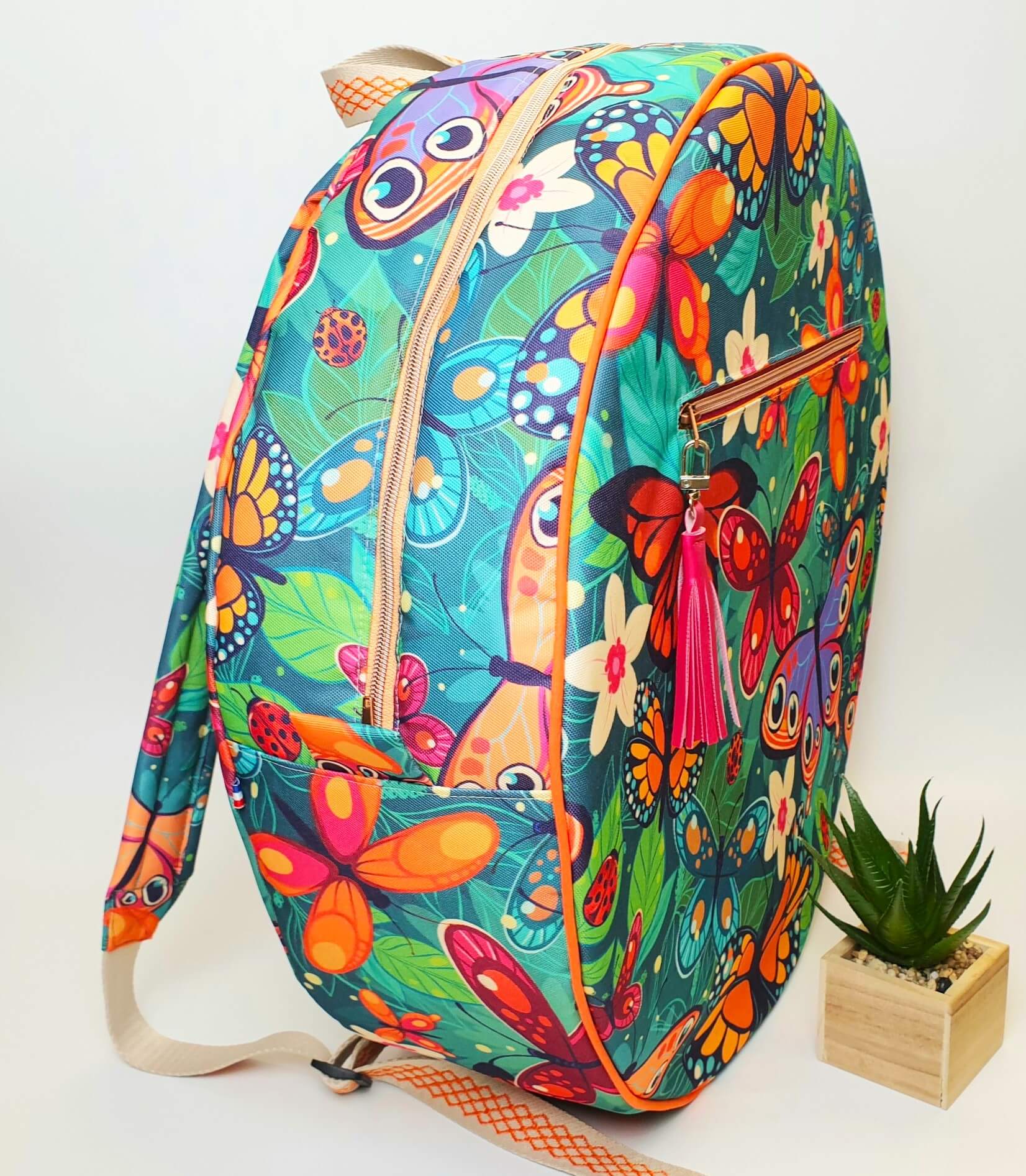 Sac à dos pour tambour chamanique 48cm Papillon poche zippée