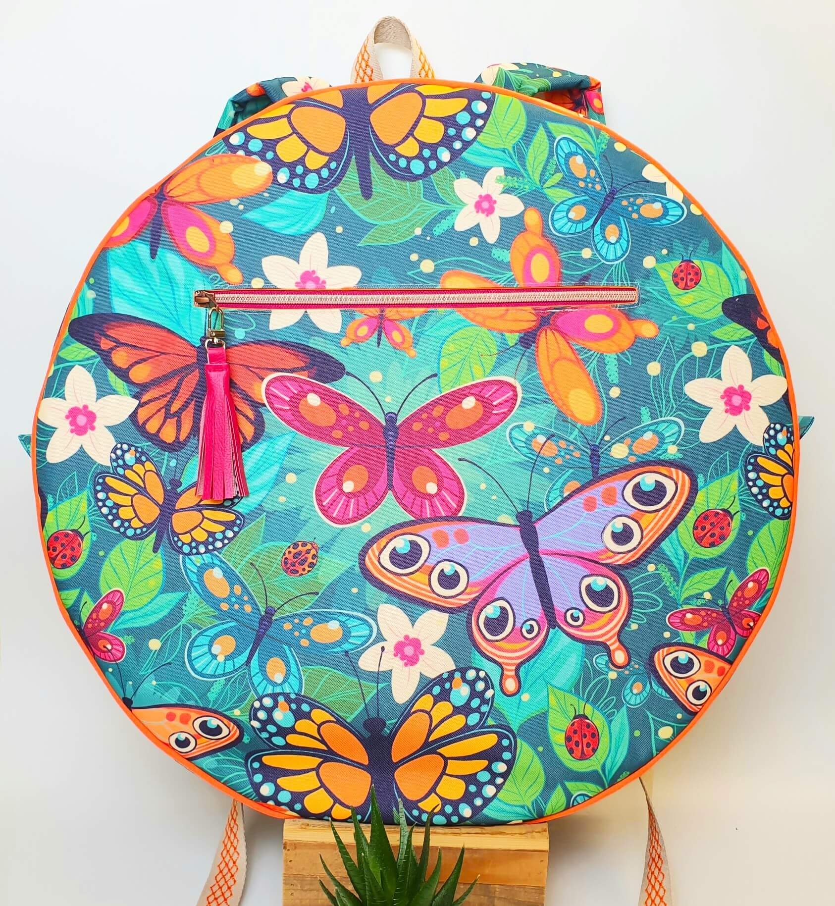 Sac à dos pour tambour chamanique 48cm Papillon pompon