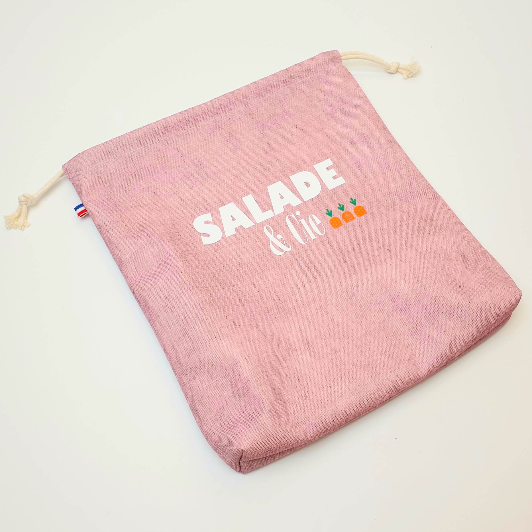 Sac à salade longue conservation rose pastel