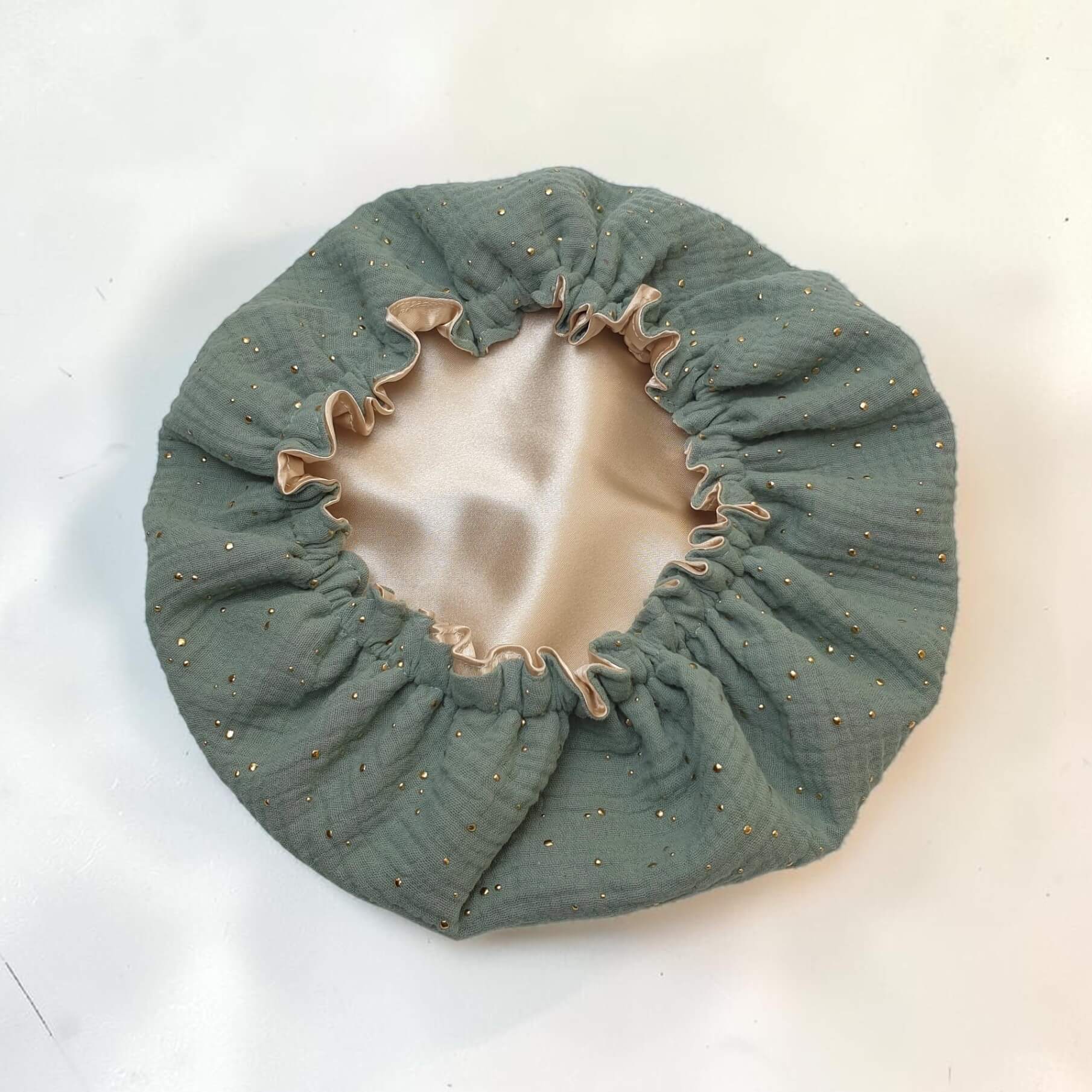 Bonnet de nuit satin enfant vert amande