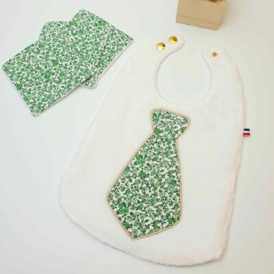 Bavoir cravate liberty vert