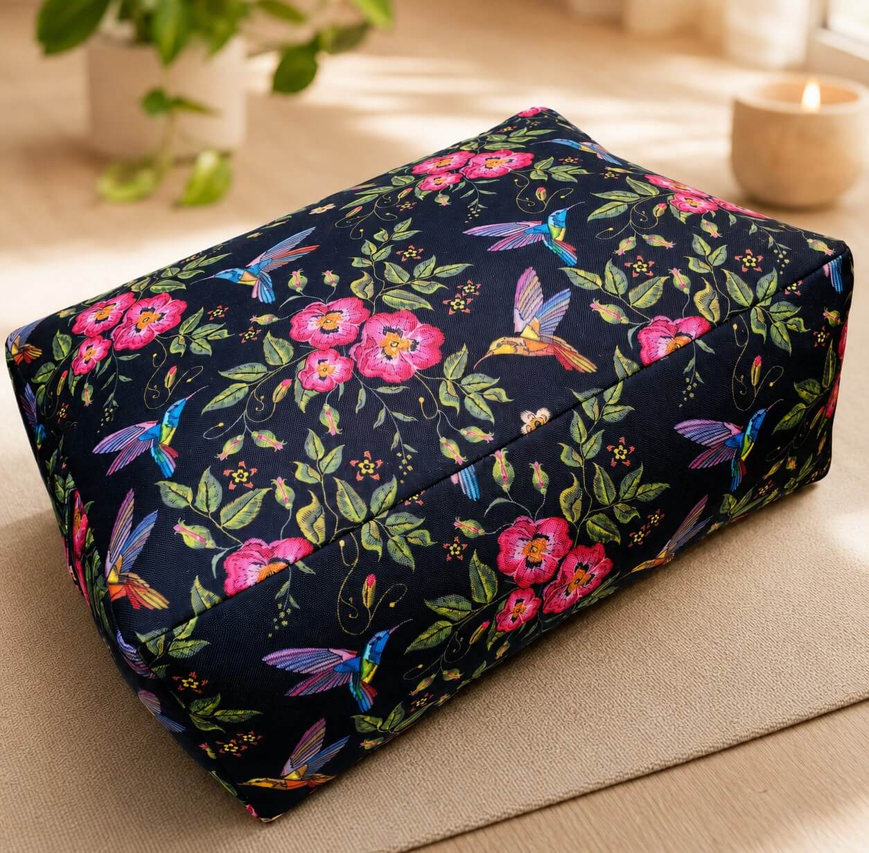 Coussin de méditation rectangulaire Toile de coton Colibri