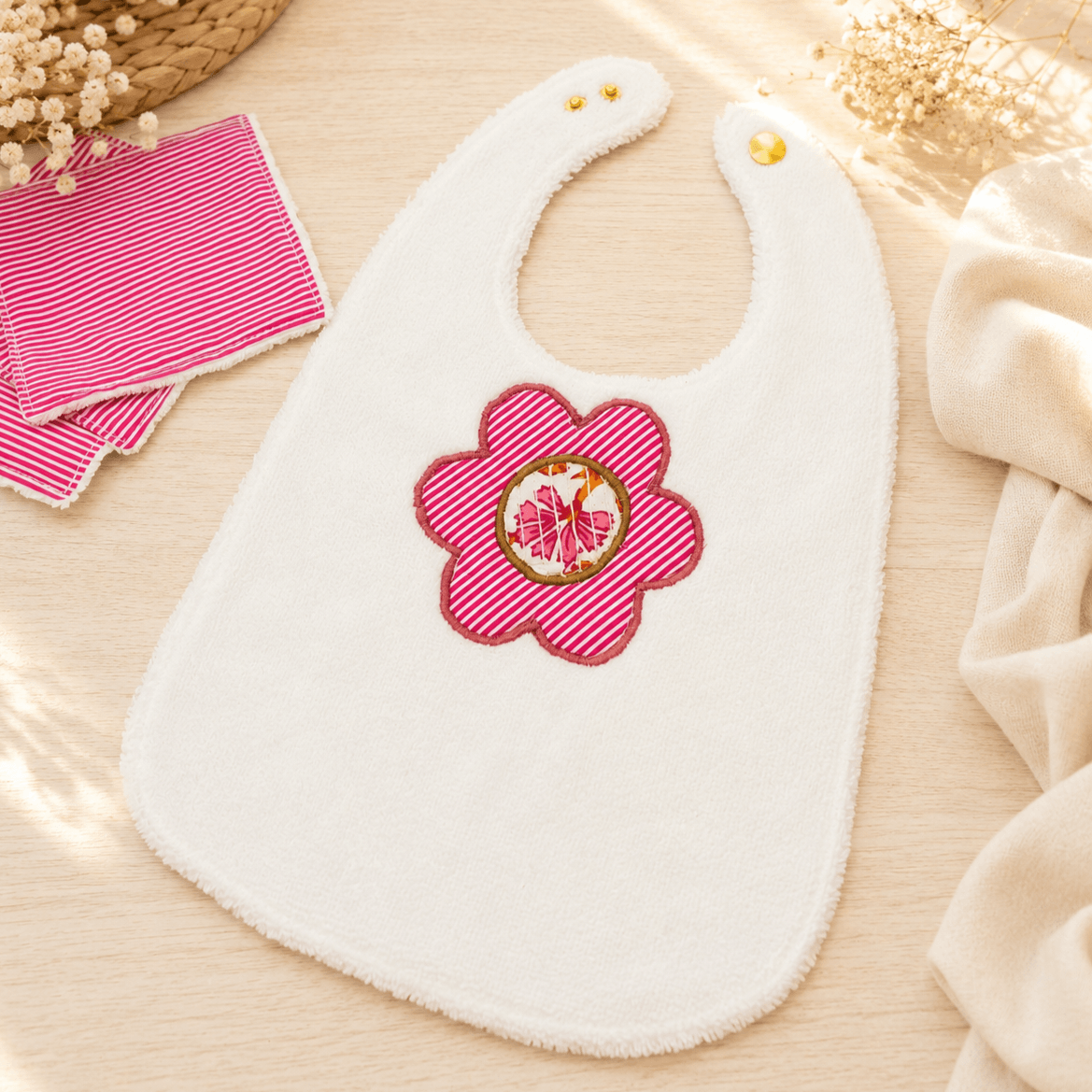 Pack naissance bavoir fleur