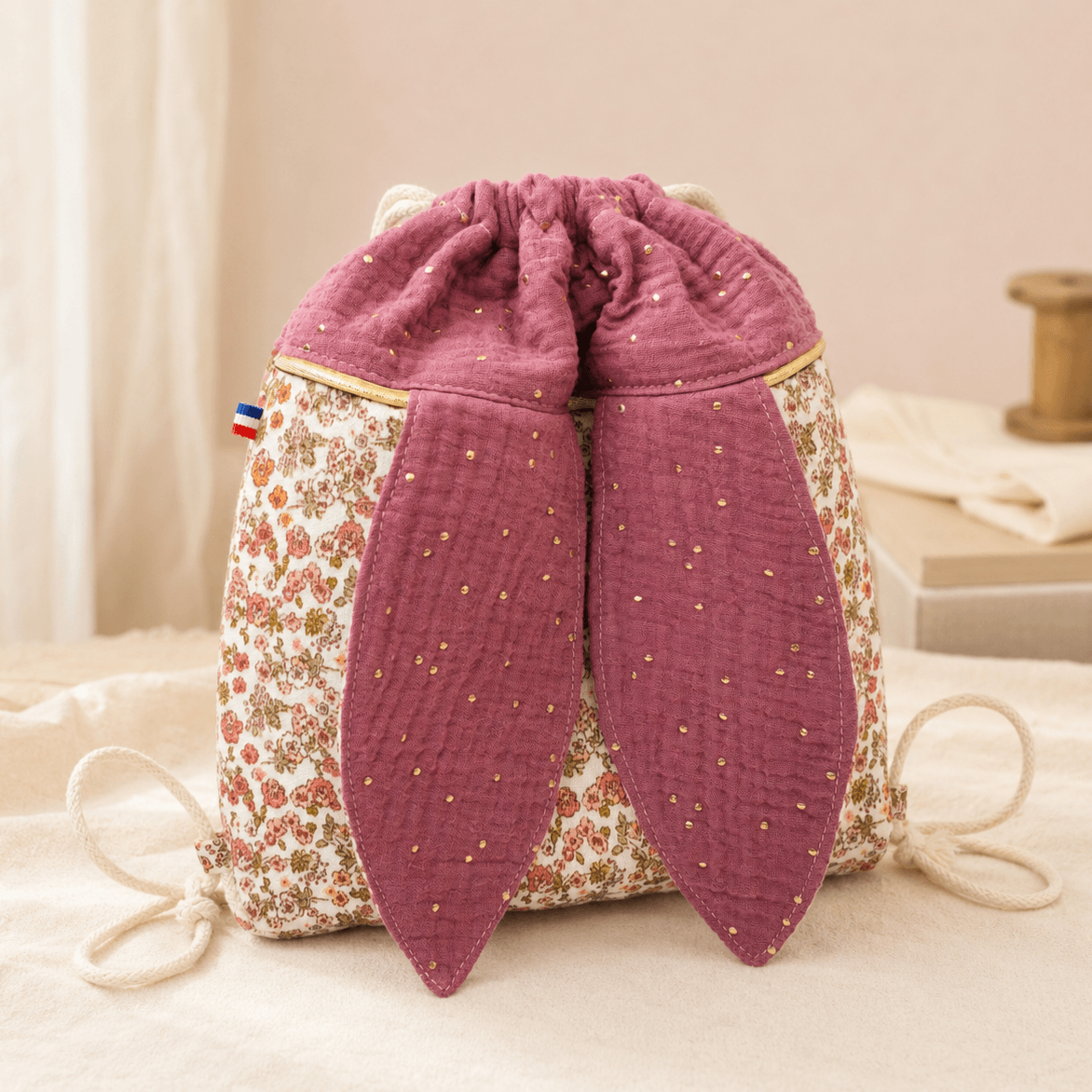Sac à dos lapin sur-mesure rose