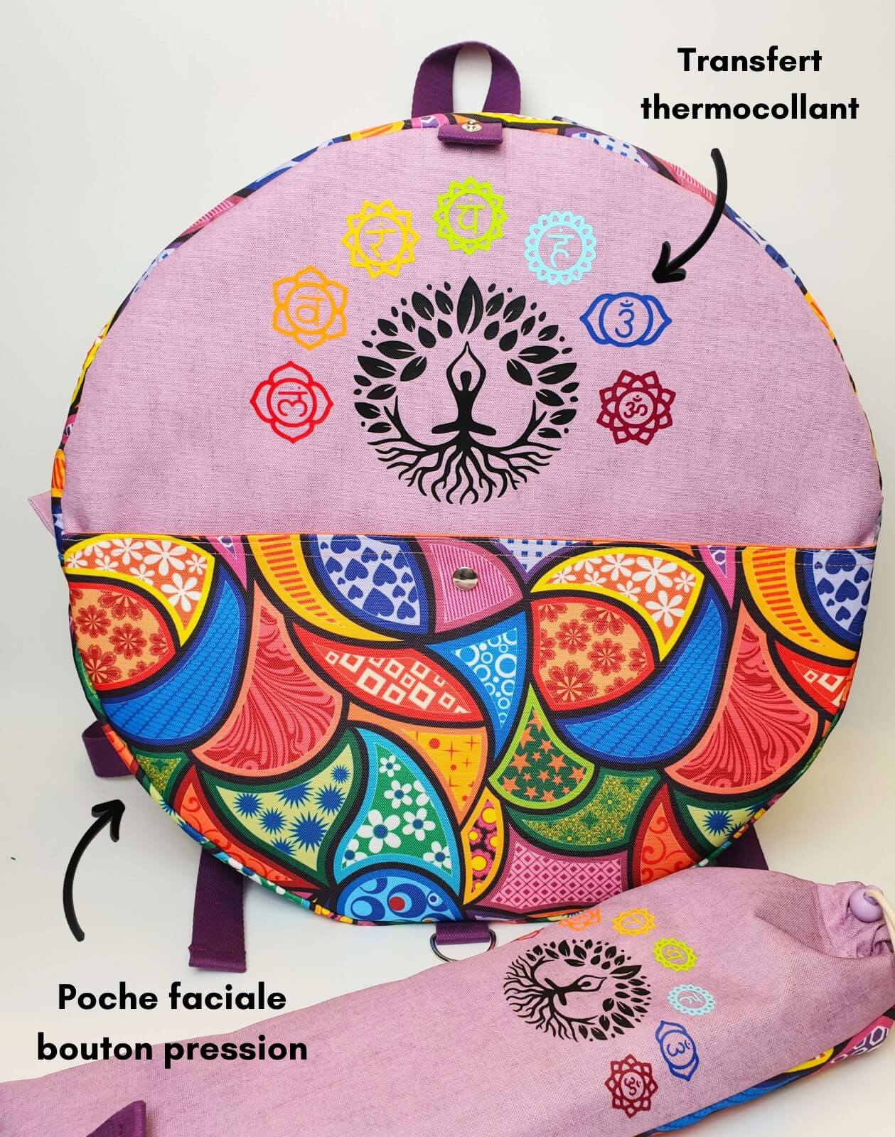 Sac à dos pour tambour chamanique 41cm mauve option