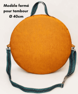 Sac pour tambour chamanique modèle fermé 40cm curry présentation