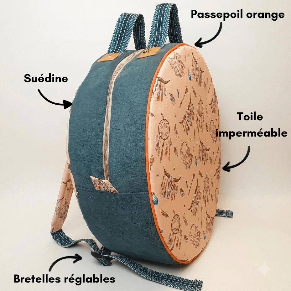 Sac à dos pour tambour chamanique ovale Attrape-rêve contour