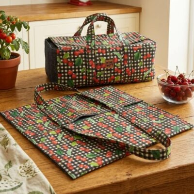 Ensemble sac à tarte et à cake Cerises présentation