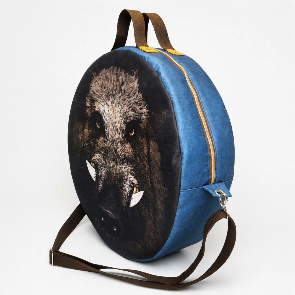 Sac pour tambour chamanique modèle fermé 48cm sanglier contour