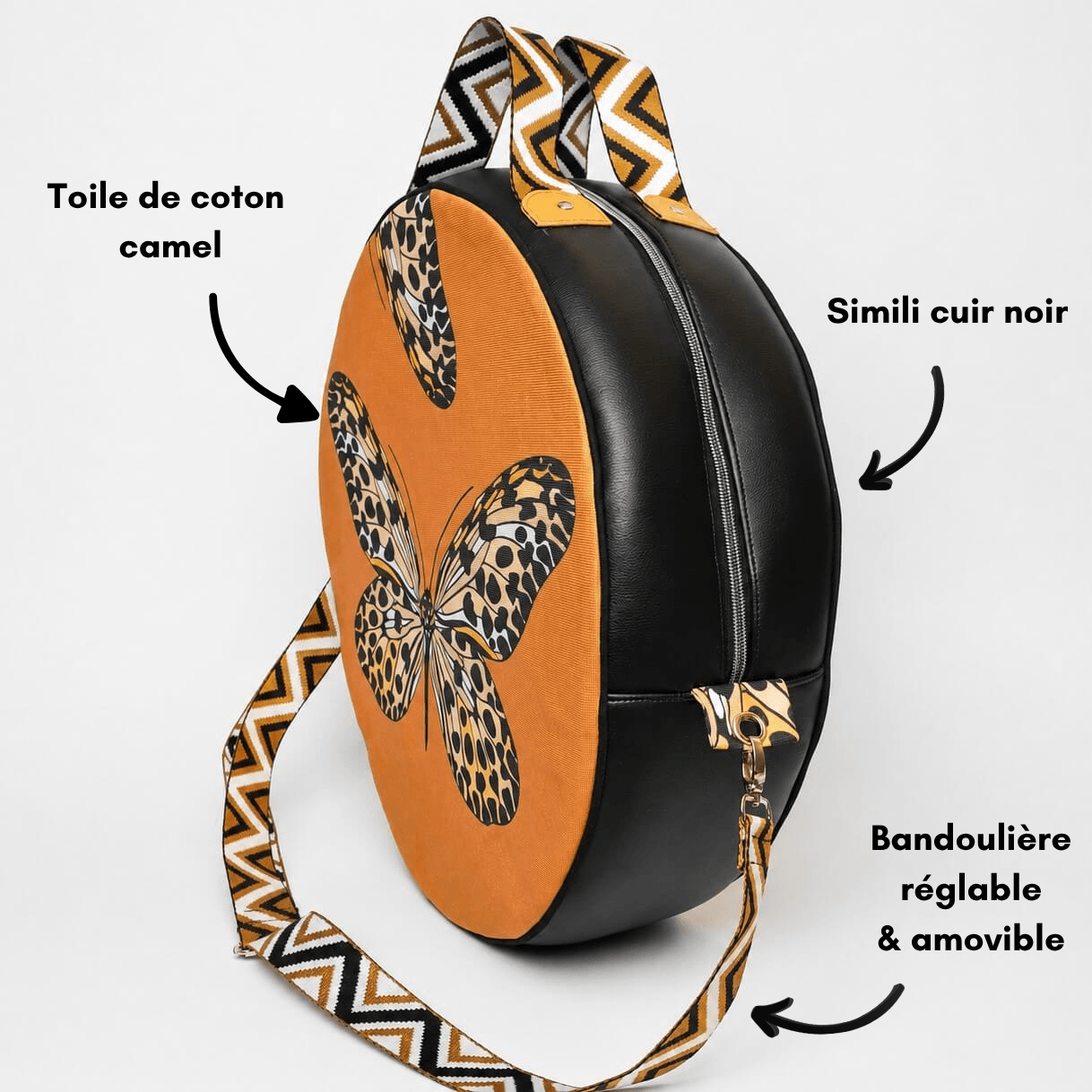 Sac pour tambour chamanique modèle fermé Papillon description