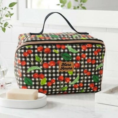Trousse cosmétique grande ouverture Cerise présentation