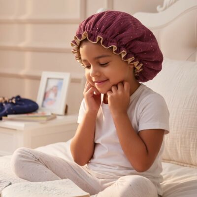 Bonnet de nuit satin enfant rose