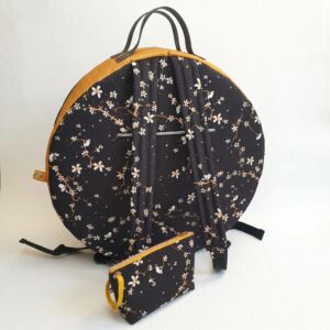 Sac à dos pour tambour chamanique 51cm fleurs dos